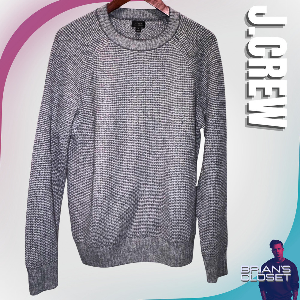 J. CREW Men's Waffle Crewneck Cashemere Sweater in Charcoal - M